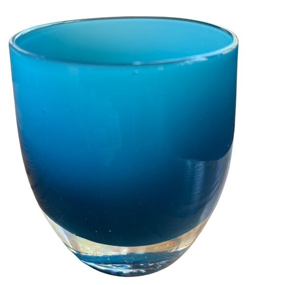 Glassybaby Other - Glassybaby "Skinny Dip" Candle Holder Votive Handblown Glass Teal Blue